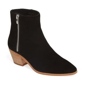 Nordstrom Signature  Paolina Western Black Suede Leather Bootie 39